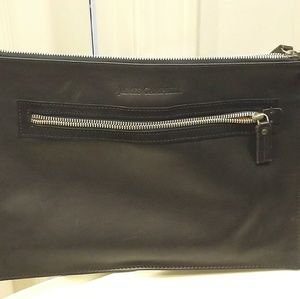 Genuine leather navy envelope clutch